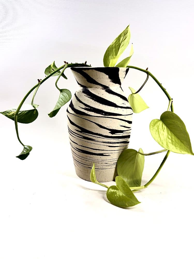 Marbled clay vase